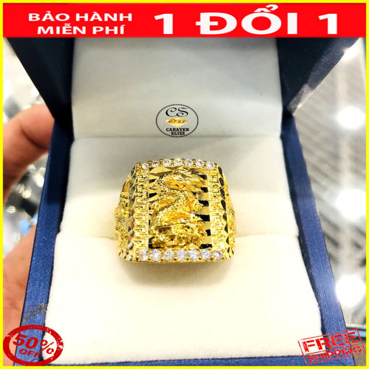 Nhẫn nam vàng 9999 đá đỏ - Vàng Hà Anh|Uy tín-Chất lượng