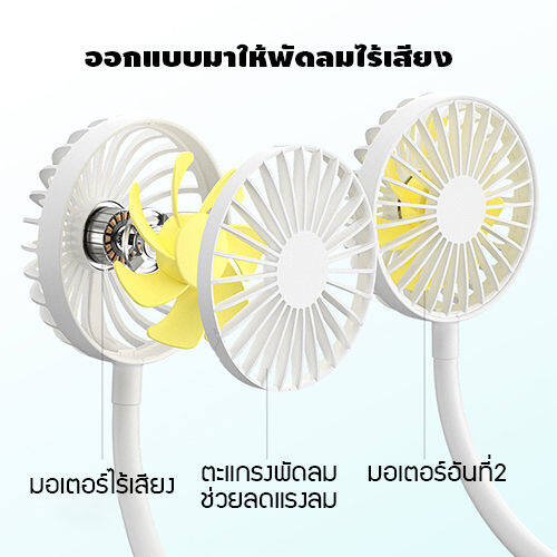 พัดลมคล้องคอ-ปรับแรงลมได้-พัดลมไร้สาย-พัดแรง-พร้อมไฟ-led-พกพาสะดวก