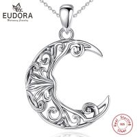 Eudora 925 Sterling Silver Vintage Moon Necklace For Women Man Tree Vine Knot Moon Amulet Pendant Personality Jewelry Party Gift