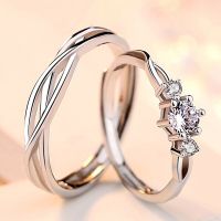 925 Sterling Silver Couple Ring Pair Wedding Ring Adjustable Open Ring for Men and Women Jewerly