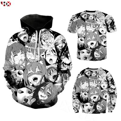 HX Ahegao Hentai Anime เสื้อพิมพ์ 3 มิติ&nbsp; เสื้อยืดคอกลม  เสื้อสวมหัว T-shirt Sweatshirt Hoodie