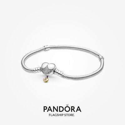 Disney Princess pandora สร้อยข้อมือเงิน 14k ชุบทอง t925 ลายหัวใจ งู ของขวัญวันเกิด คริสต์มาส