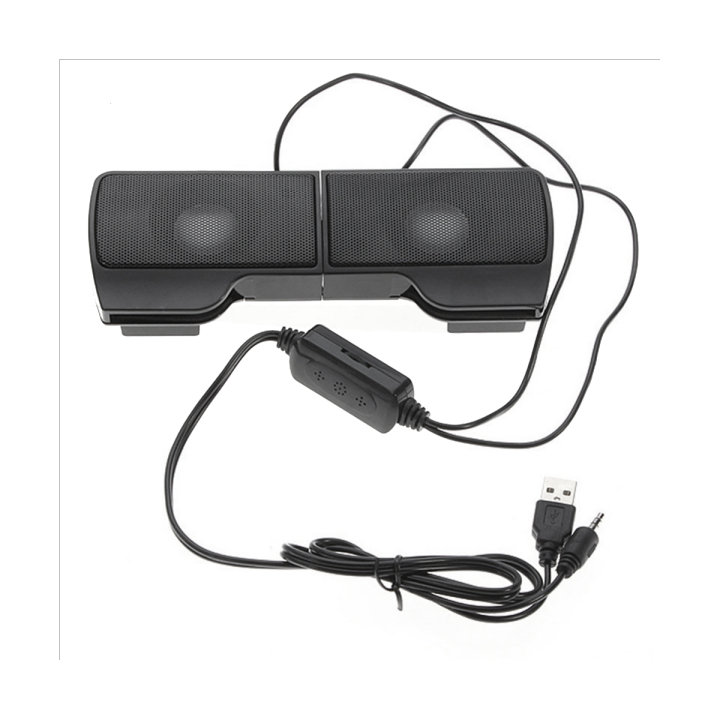 Mini Portable USB Stereo Speakers Line Controller Soundbar for Laptop