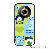 เคส Realme 11 Pro 5G Realme 11 Pro + 5G ลาย Monsters University ตลกสำหรับเด็กผู้หญิงเคสหลังกระจกนิรภัยกันกระแทก James Sullivan Sulley เคสใส่โทรศัพท์มันวาว