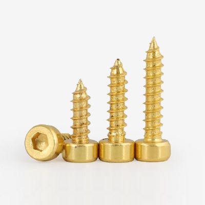 5-20pcs M2M3M4M5M6M8 Golden plated cylindrical inner hexagon self-tapping screw speaker speaker screw cup head wood tooth screw