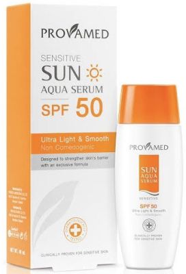 🔥ของแถมตั้งแต่ชิ้นแรก🔥Provamed sensitive sun aqua serum spf 50 40 ml. กันแดด Provamed สำหรับผิวแห้ว