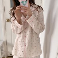 Alien Kitty Women Vintage Printing Fashion Spring  Gentle Casual High Quality Loose All Match Two Piece Pajamas Sets