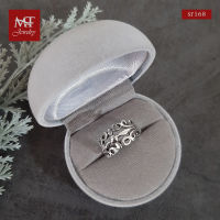 MT แหวนเงินแท้ ฉลุลายไทย งานรมดำ ไซส์: 51, 53, 56 Solid 925 Sterling Silver Ring (sr168) MT Jewelry มณีธารา