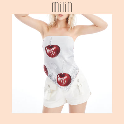 [MILIN] Milin Cherry Bomb with crystals scarf ผ้าพันคอมิลินลายเชอรี่บอม / 41 Cherry Crush Scarf