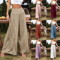 [COD] 2022 European and womens summer AliExpress casual wide-leg linen hot style loose trousers