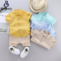 2cps/set Kids Summer Suit Printing Short Sleeves Single-breasted Shirt Cropped Pants Set For 1-5 Year Old Kids【fast】