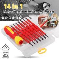 Electrician Repair Tools Kit 14-in-1 380V Changeable Insulated Screwdrivers Set with Magnetic Slotted Phillips Pozidriv Torx Bit Drills  Drivers