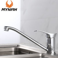 MYNAH Kitchen Faucet 360 Degree Rotatable Kitchen Sink Mixer Long Outlet Polished Chrome Single Handle Taps Torneira Cozinha