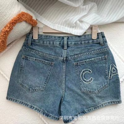 HEWB CH-* L 2023 spring and summer new letter embroidery design all-match high waist denim shorts for women