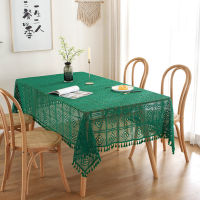 Pastoral Crochet Cotton Table Cloth Hollow Knitting Tassel Table Runner Home Decor Table Cover for Wedding Dining Tablecloth