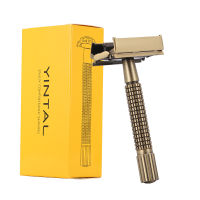 YINTAL Replaceable Shaver Brass Men Safety TTO Razor Classic Butterfly Mechanism Double Edges Razors Plating Grid Handle Shaver