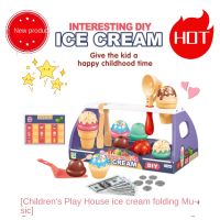 Cocina En Miniatura Para Niños,Juguete De Jiajia,Helado,Seuguesa,Juego De Música Plegable,Ensamblaje De Simulación,Regalo Interactivo De Navidad