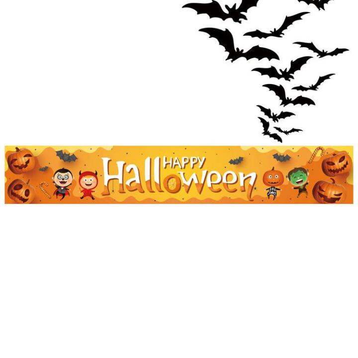 happy-halloween-banner-spooky-outdoor-decoration-banner-50-x-300cm-halloween-ghost-skull-yard-sign-for-yard-fence-offices-garage-wall-functional