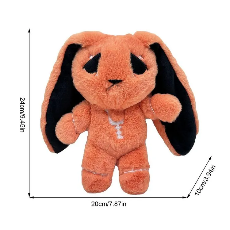 Creepy Goth Bunny Plush Crazy Rabbit Plushie Toys, Spooky Gothic