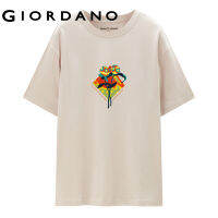 GIORDANO Women Huangshouyi Sereies T-Shirts Abstract Print Tee Summer Short Sleeve Crewneck 100% Cotton Casual Tshirts 99393106