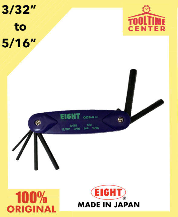 6 pc. Eight Hex Allen Key Wrench Set in Folding Case 1/16" to 7/32" 009