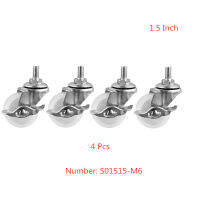 4 PcsLot Casters Spot 1.5 Inch White Pp Screw Brake Wheel M6 Caster Diameter 40mm Small For Shelf