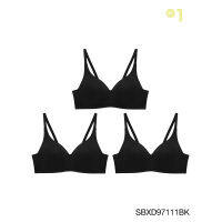 (แพ็ค 3 ชิ้น) Sabina เสื้อชั้นใน Invisible Wire (ไม่มีโครง) รุ่น Perfect Bra รหัส SBXD97111 สีดำ