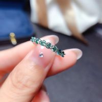 แหวนด้ายสีเขียว Moissanite สวยงามแหวนเพชรเงินแท้925เครื่องประดับแฟชั่น,