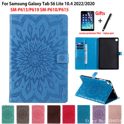 สำหรับ Samsung Galaxy Tab S6 Lite 2022เคส10.4 2020 SM-P613 SM-P619 SM-P610 SM-P615ฝาครอบแท็บเล็ต Sleep Wake Sun Embossed Stand Case + ของขวัญ
