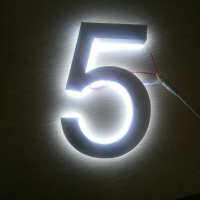 3D สวนที่กำหนดเอง Lighted หมายเลขที่อยู่โลหะสแตนเลส Led Backlit House Numbers