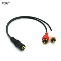 3.5Mm 1/8 "หญิงสเตอริโอปลั๊กขนาดเล็ก2 Rca ตัวผู้อะแดปเตอร์เชื่อมหูฟังเสียง Y ที่แยกสายไฟตัวแปลงวิดีโอ25Cm