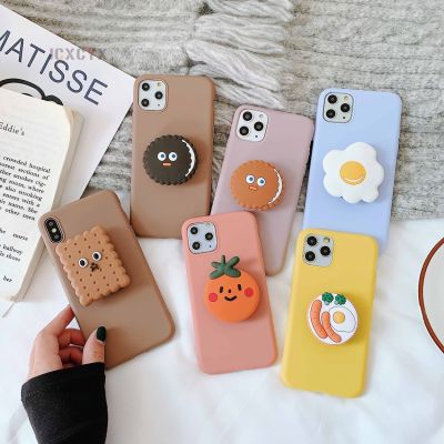 3D Cute Cartoo Cookies Soft phone case for iphone X XR XS 11 Pro Max 6S 7 8 plus Holder cover for samsung S8 S9 S10 Note