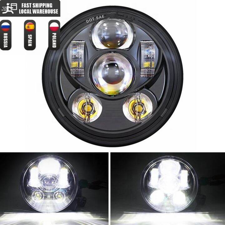 น้ำมัน-รถจักรยานยนต์รถยนต์5-75ไฟหน้า-led-นิ้วสำหรับ-harley-sportster-1200-xl883จรวดชัยชนะ5-3-4ไฟวงแหวนฮาโลไฟหน้าแบบกลม