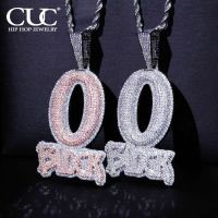 CUC Iced Out O Block Letter Pendant Real Gold Plated Cubic Zirconia Micro Pave Men Women Hip Hop Jewelry Fashion Chain Necklaces
