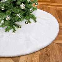 65/100/110cm Christmas Tree Skirt Xmas Gift White Faux Fur Tree Skirt for Holiday Party Ceremony Christmas Tree Decorations