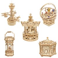 3D Wooden Puzzle Building block Music Box Big Ben Tower Bridge Pagoda Carousel Assembly Model Bricks Kits Ornament Birthday Gift