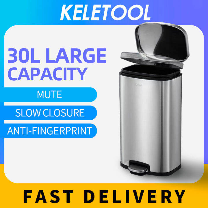 tong sampah、 Big dustbin 、 trash rubbish binKitchen waste bin 30L Large rectangular large size