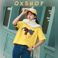 QXshop ??มาจ้าสาวๆ เสื้อยืดคอกลมปักลายน้อนหมี น่ารักตะมุตะมิสุดๆเลยอ่า ใส่ไปไหนก็ดูดีมีความน่ารักสดใส เอาใจสาวๆ?