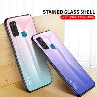 เคสสำหรับ Nfinix Hot 9 Play Gradient กระจกเทมเปอร์ TPU Edge Cover สำหรับ Nfinix Hot 9 Play ปลอกกันกระแทกฝาแข็งแบบนิ่ม