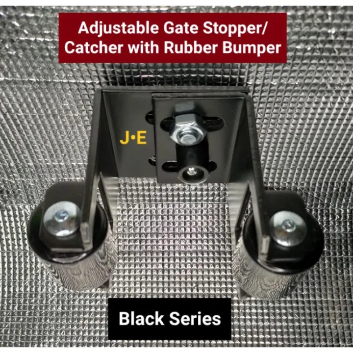 ☑️Adjustable Sliding Gate End Stop Catcher with 2 Nylon Rollers and