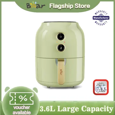 Bear หม้อทอดไร้น้ำมัน1350W,หม้อทอดไร้น้ำมันอเนกประสงค์ความจุมาก3.6L กระทะอัจฉริยะเครื่องทอดสีเขียว QZG-A14M1