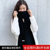 [COD] Wool scarf black winter warm knitted Korean version of the wild letter patch solid cute autumn and shawl