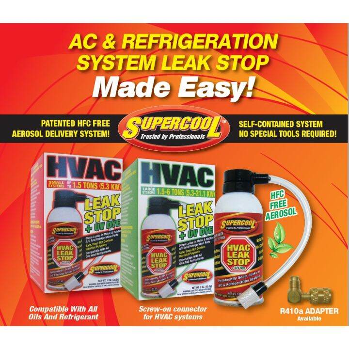 [SUPERCOOL] HVACR LEAK SEAL, SEALANT, SEALER, UV DYE (UP TO 1.5 TON