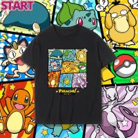 START S-5XL เสื้อยืดคอกลมโปเกม่อนคอกลมแขนสั้นผ้าฝ้ายแท้ เด็กชาย และเด็กหญิง วัยรุ่น นักเรียน เสื้อพิมพ์ลาย อนิเมะ ชาย และ หญิง