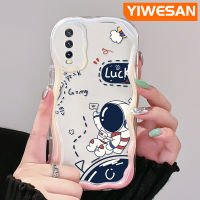 YIWESAN เคสสำหรับ VIVO Y20 Y20i Y20s Y12s Y20 2021 Y11s Y12A Y20T Y20S M Y20S เคสการ์ตูนน่ารัก Nasa Space Astronauts สีสันสดใสเคสป้องกันเคสโทรศัพท์โปร่งใสนิ่มกันกระแทกเคสซิลิโคนใส