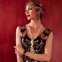 1920S Vintage Flapper สร้อยข้อมือปรับชุดแหวนสร้อยข้อมือคริสตัลมุก1920S Gatsby อุปกรณ์เสริมไข่มุก Rhinestone celet