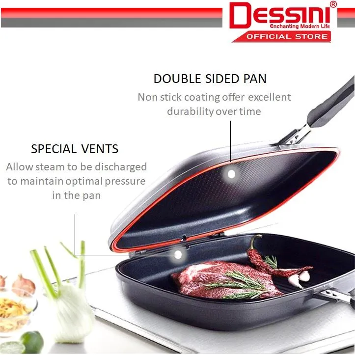 High Quality 36CM Double Sided Foldable Grill Frying Pan BBQ Kuali Panggang  Besar Periuk Pemanggang bbq Pemanggang ajaib