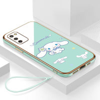 เคสโทรศัพท์ samsung a03s กรอบสีทองชุบด้วยไฟฟ้า รวมทุกอย่าง ฝาหลัง วัสดุ TPU ป้องกันการหล่น ป้องกันการชนกัน กันน้ำ สายรัดข้อมือการ์ตูนน่ารัก เคสโทรศัพท์มือถือ