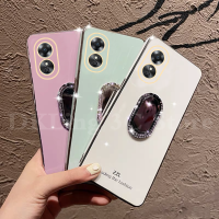 NEW Electroplating ปลอกอ่อน OPPO A78 5G เลนส์ป้องกันเคสโทรศัพท์ Oppoa78 2023กันชน Bling ลวดดัดฟันเพชรผู้ถือ