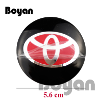 4ชิ้น/เซ็ต56มม. ฝาครอบสติ๊กเกอร์โลโก้อลูมิเนียมศูนย์ล้อรถสำหรับ Toyota Rav4 Vios Innova Camry Corolla Hilux Avanza Yaris Yaris กระทะล้อยางรถยนต์อุปกรณ์ตรารถยนต์